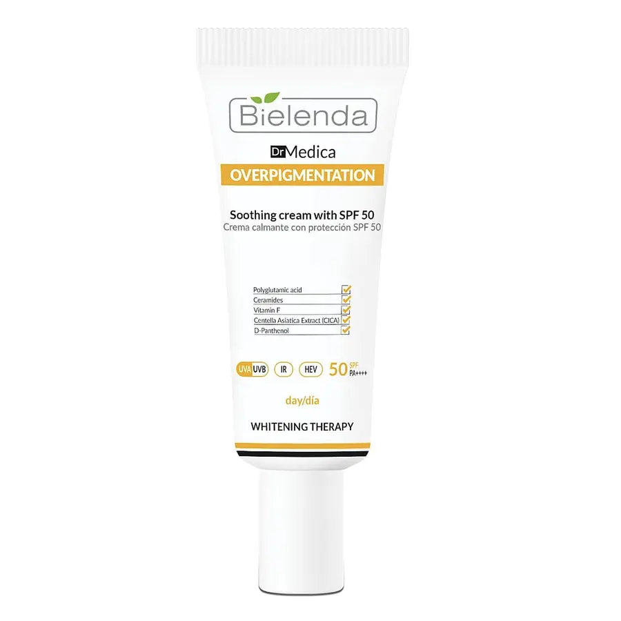 BIELENDA - Dr Medica Crema calmante sobrepigmentación con SPF 50 para el día, 50 ml